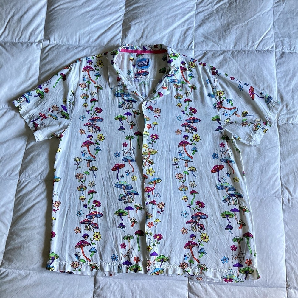 Fresh Prints of Bel-Air Wild Mushroom Button Up Mens XL Trippy Psychedelic Fest - Picture 3 of 14